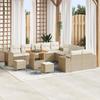 13-piece Garden Sofa Set with Beige Poly Rattan Acacia Cushions, Garden Dining Set Pieces 3364011