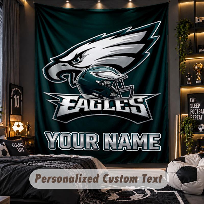 TapestryPhiladelphia Eagles Custom Name Text Personalized Wall Hanging Tapestry Home Wall Decor