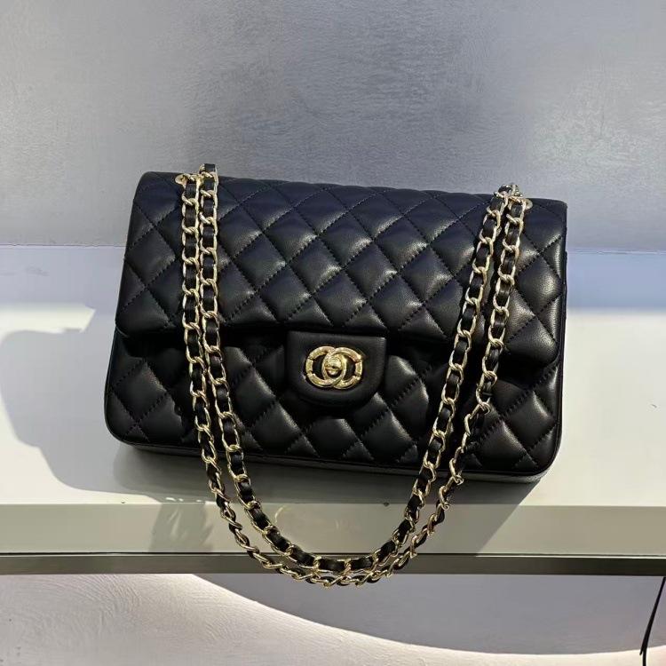 High-Quality Cowhide/Sheepskin Medium Size Cf25 Leather Chain Flap Single Compartment Bag Women's Bag Unmarked