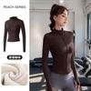 Skinny yoga clothes women's spring 1011 new velvet thickened slim stand-up collar sports jacket running warm top