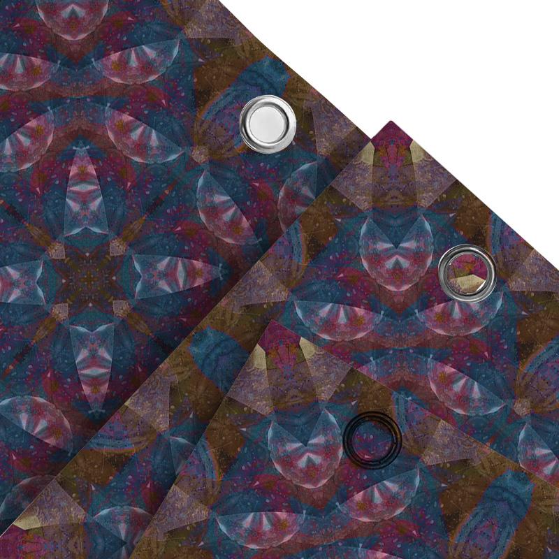 Blue-red kaleidoscope shower curtain waterproof fabric pattern bathroom decoration polyester print privacy 280x180cm