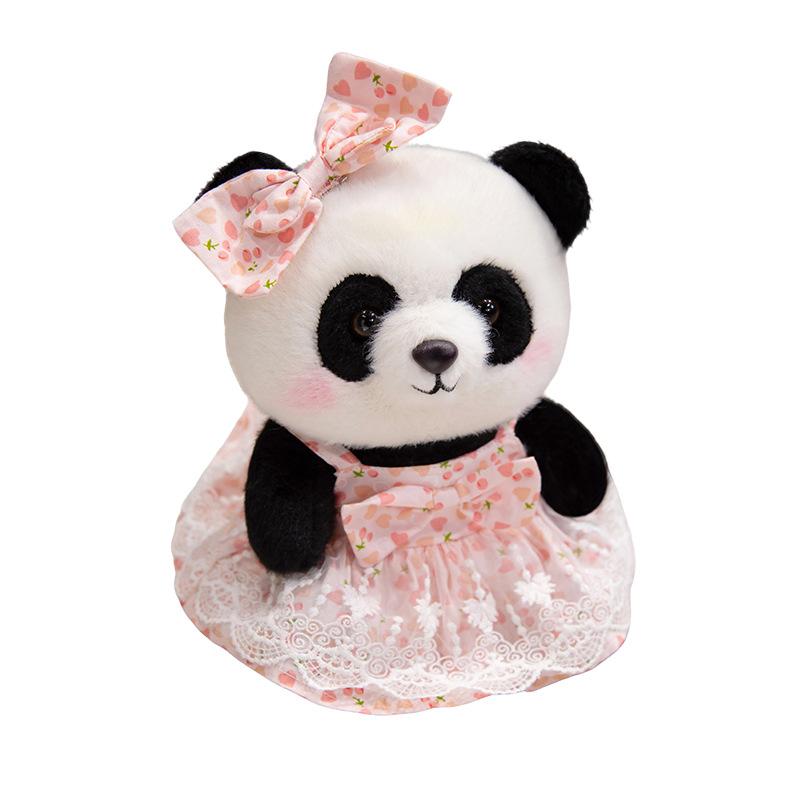 Cute Princess Style Skirt Red Panda Doll Plush Toy Black And White Panda Doll Girl Soothing Rag Doll