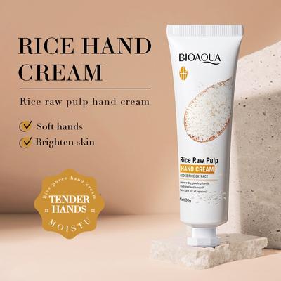 BIOAOUA Reis-Rohpulp Handcreme Feuchtigkeitsspendend Aufhellend Anti-Rissbildung 30g