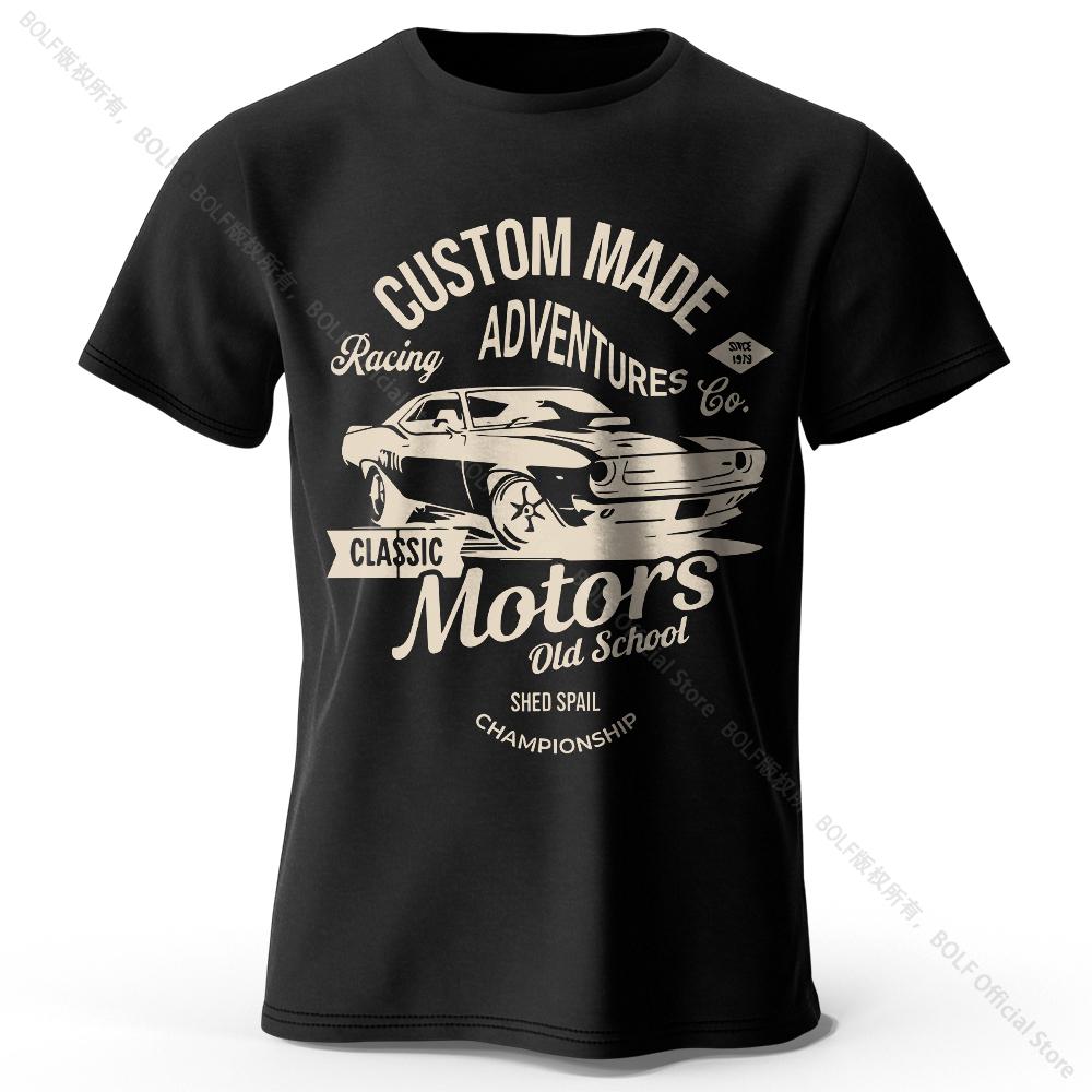 Men's Motors Printed T-Shirt 100% Cotton Oversized Vintage Old School Graphic Tees for Men Women Summer Tops