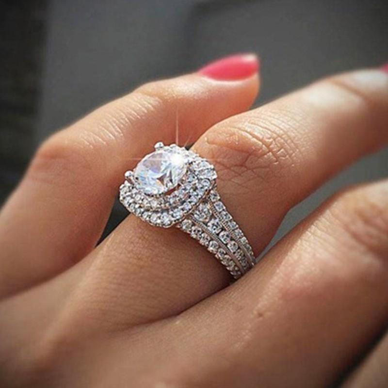 E-Commerce Copper Set Diamond Zircon Royal Blue Heart Ring Oval Flower Type Engagement Women'S Jewelry