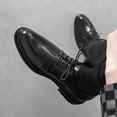 Men's Cold Sticky High-end Rubber Sole Leather Shoes Men's Business Dress Casual Leather Shoes Foot Cover British Groom Wedding