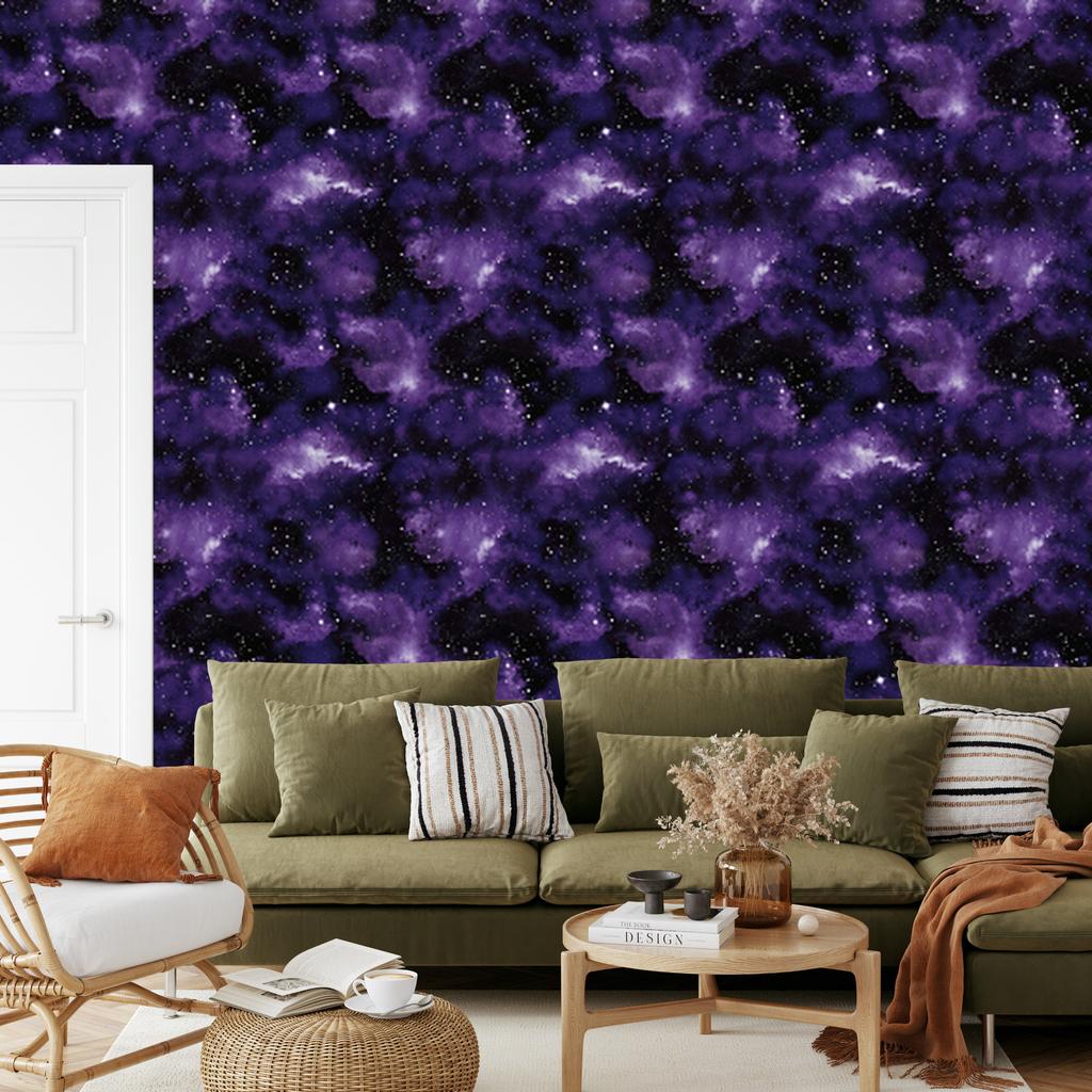 Watercolor Galaxy Indigo and Violet Wallpaper for Living Room and Bedroom 50x1000