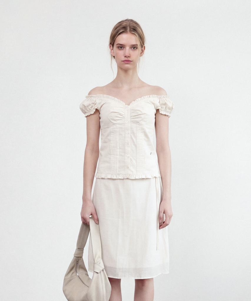 Polneua Aube Sheer Midi Skirt (Ivory)