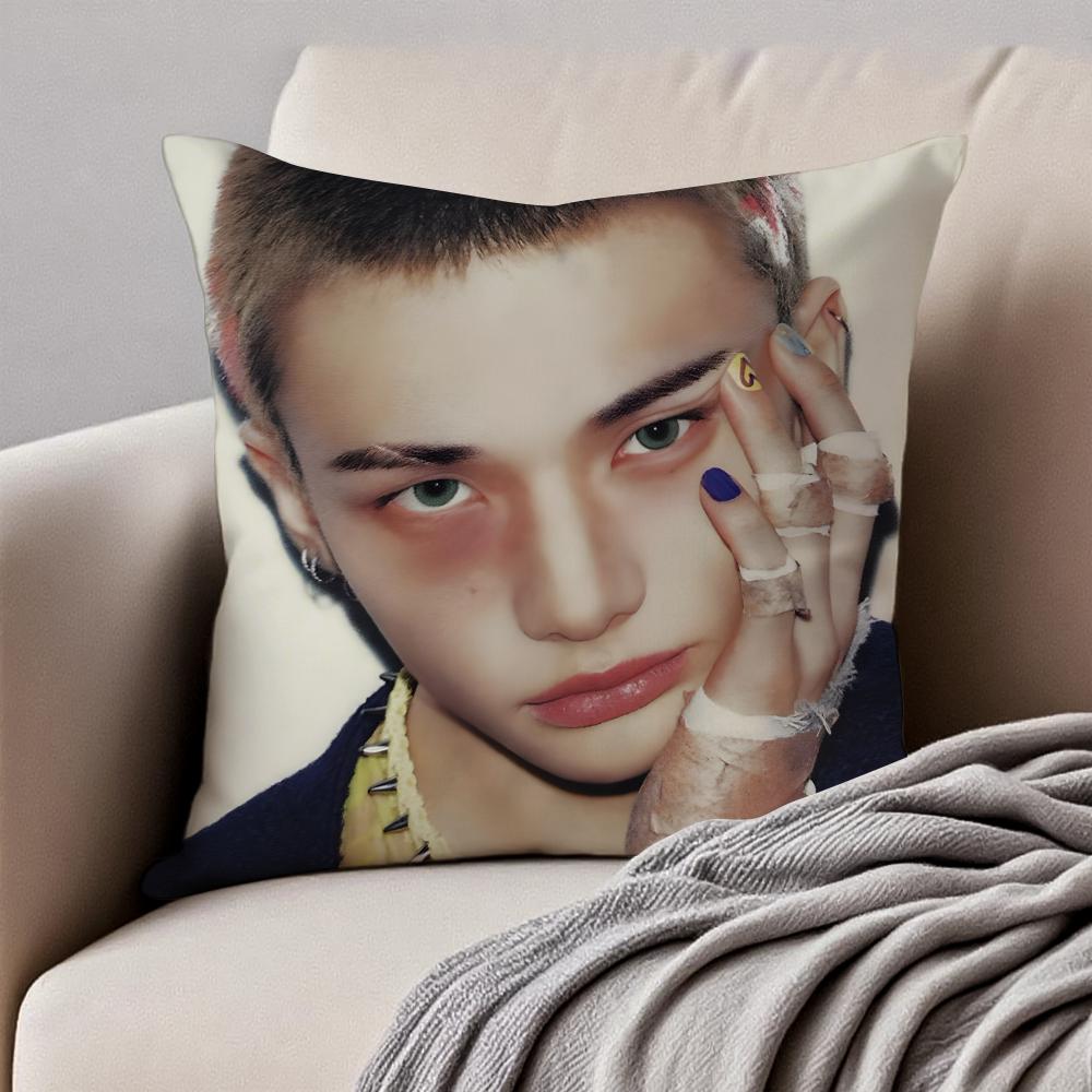Handsome Kpop Idol HHwang HyunJin Cushion Cover Pillowcase Antidustmite Invisible Zipper Short Plush Sofa Cushion