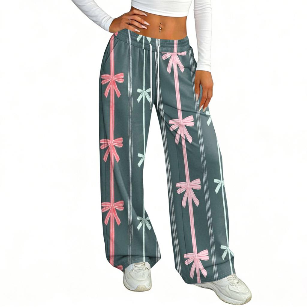 Women's Casual And Fashionable  Elastic Waist Loose Wide Leg Pants