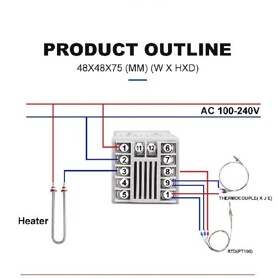 TOMZN Digitální PID Termostat Dvojitý Výstup Univerzální Vstup Regulátor Teploty Relé SSR AC110V 220V TOTC4S