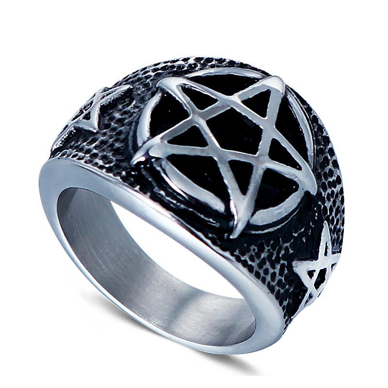 European and American Fashion Creative Five-pointed Titanium Steel Ring Men's Trend Vintage Casting Ring Jewelry 2026