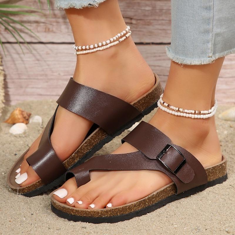 Fashion Fashion Cork Slippers for Women Summer New Casual Beach Sliding Girls Flat Shoes Sandals Retro Roman Women Shoes Flip Flops