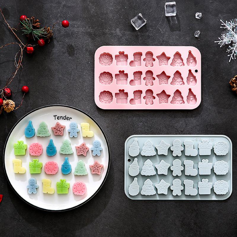 Рождественская силиконовая форма, Рождественская форма для шоколада, Форма для рождественских конфет для выпечки, Снежинка, Рождественская елка, Снеговик, Пряничный человечек
