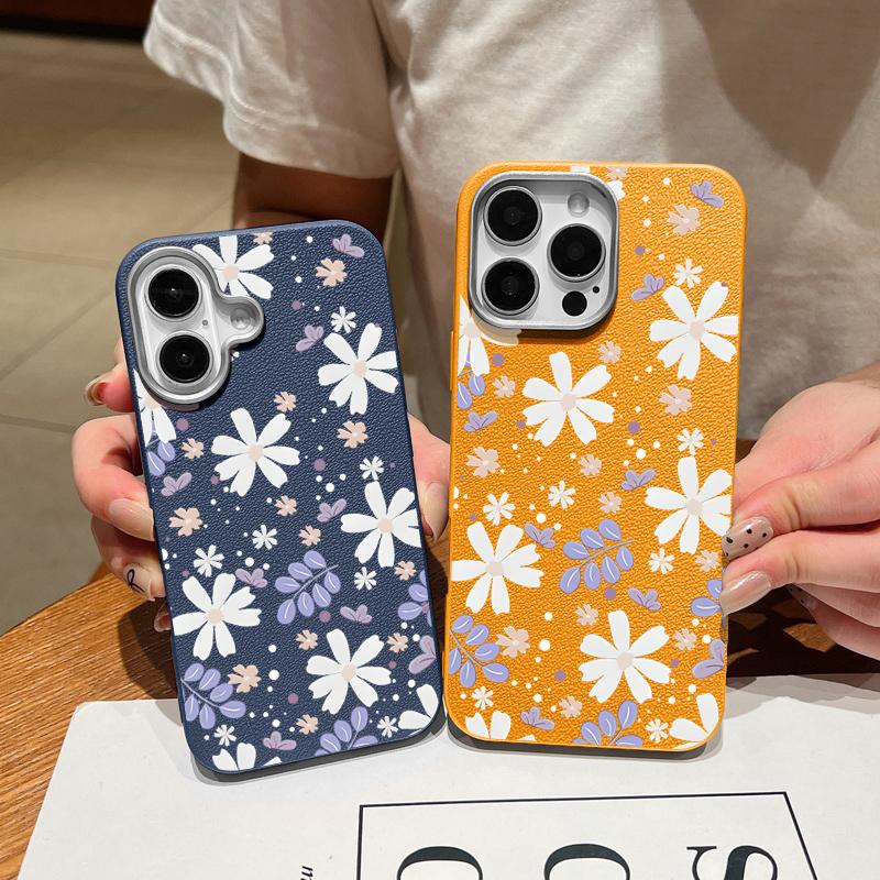 For iPhone 16 15 Pro Max 14 13 12 11 TPU Soft Case Cover Flower Pattern Leather Matte Shockproof Phone Cover For iPhone