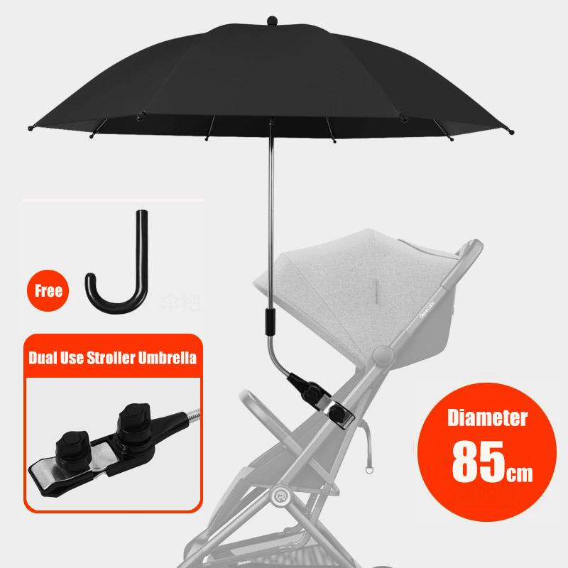 85cm Clip-on Uv Umbrella Baby Cart Parasol 2 in 1 Baby Stroller Umbrella for Sun Shade Rain-proof Baby Stroller Accessories Gift