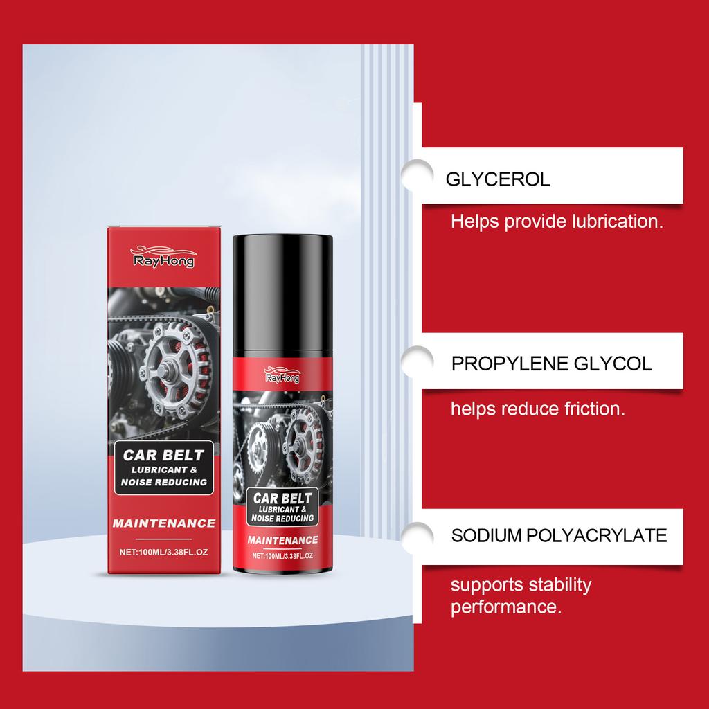 Car Belt Dressing Spray 100ml Stops Squeaks Noise Reducer for Serpentine Belts Anti Slip Lubricant Prevents Cracking Wear