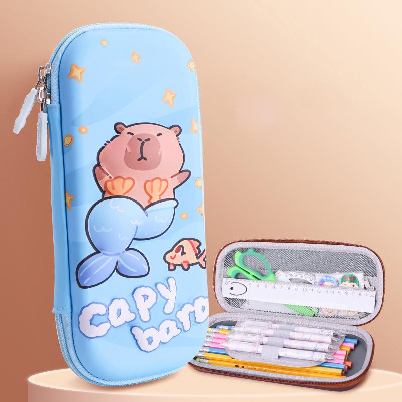 3D Capybara Pencil Case Drop Resistant Student School Supplies Large Capacity Multifunctiona Pen Pouch Stationery