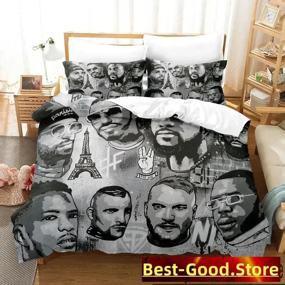 Set Biancheria da Letto Duo Rap PNL Stampato in 3D Set Letto Stampato con Federa Copripiumino Morbido Singolo Matrimoniale Queen Super King Size Ragazzi Adulti