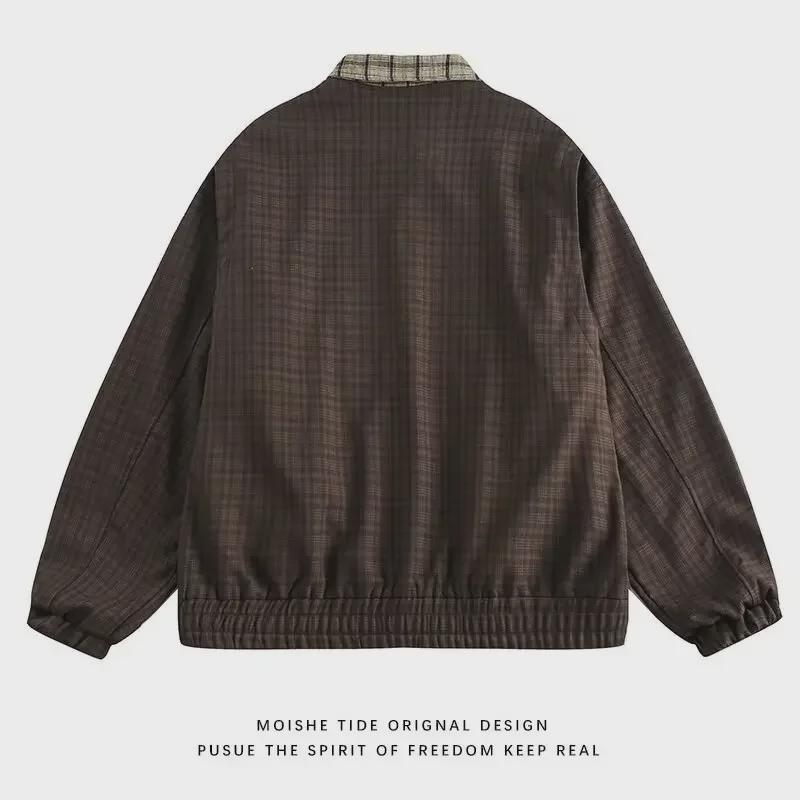 Giacca Unisex Retro a Quadri Ricamata - Top Versatile Largo Casual con Revers per l'Autunno