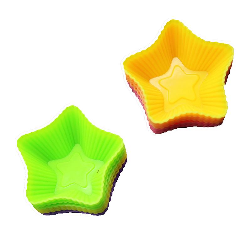 10Pcs Silicone Muffin Mold Pentagram Muffin Cupcake Mould Chocolate Ice Cream Dessert Baking Tool Kitchen Supplies