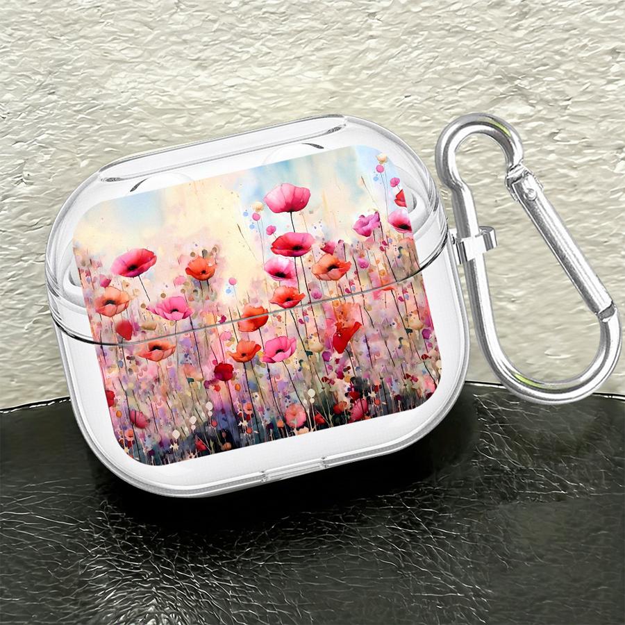Cartoon Flower Clear Earphone Cases Cover With Hook Case For Samsung Galaxy Buds 2Pro Live 4 Pro 3Pro 4Pro 2 3 FE