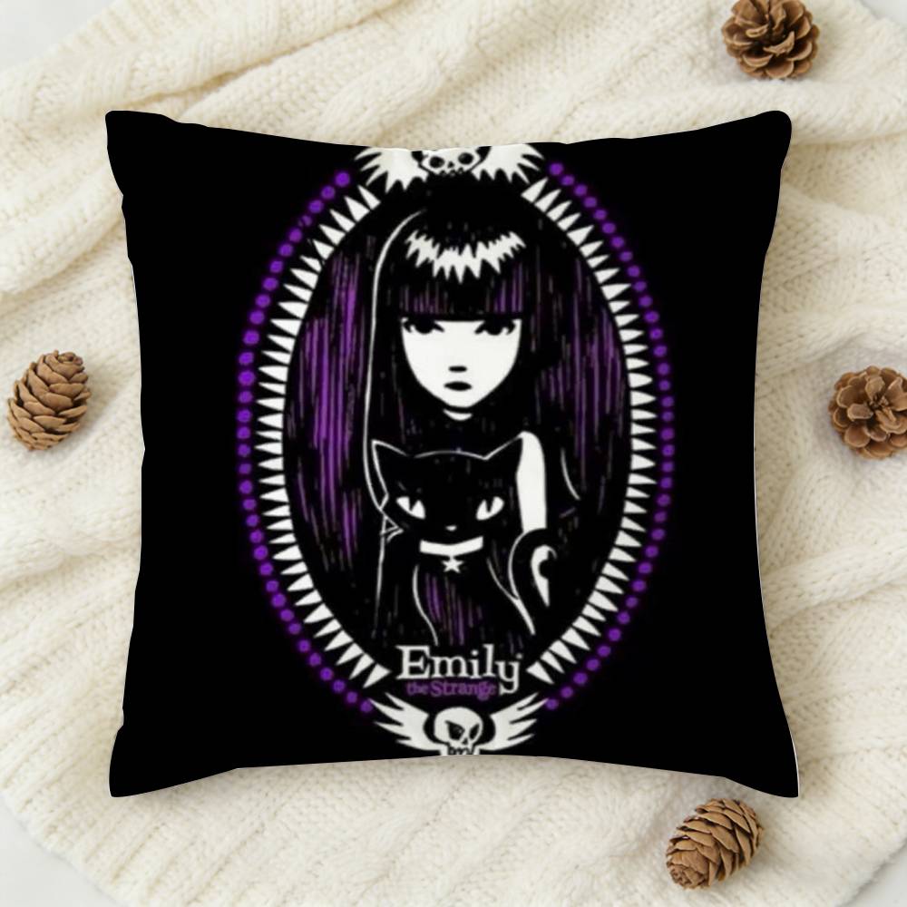 EEmily The Strange Katze Emo Beidseitig Bedruckte Quadratische Dekorative Kissenhülle für Sofa Wohnzimmer Heimdekoration