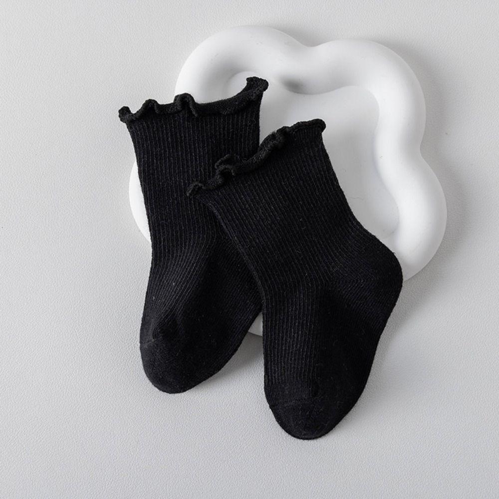 5Pairs Ruffle Baby Cotton Socks Breathable Newborn Socks Soft Toddle Short Tube Socks  Newborn