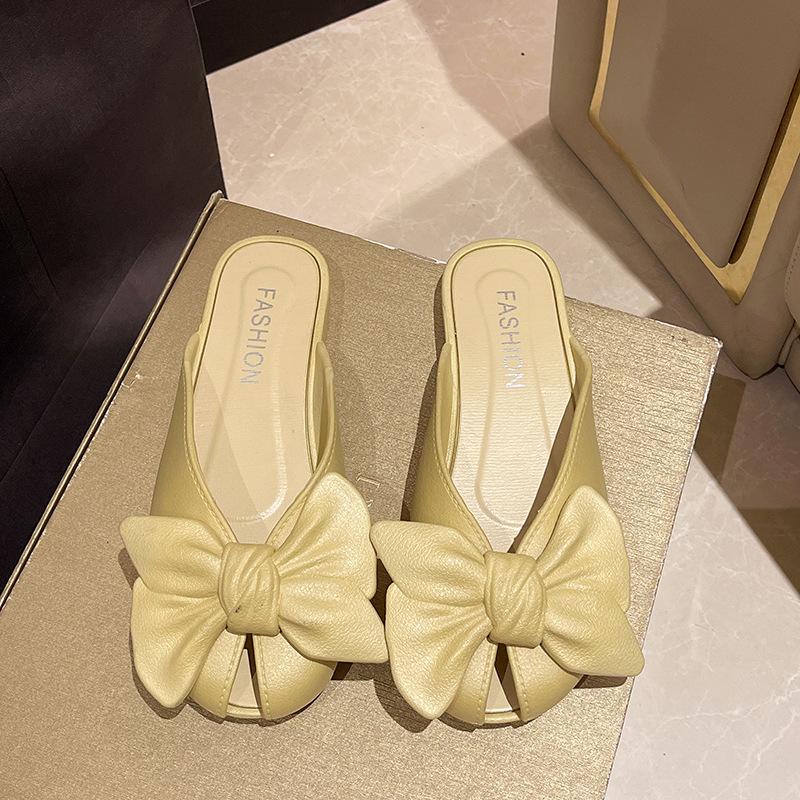 Fashion Summer New Arrival Gentle Style Slippers Half Slippers For Women Fashionable Flat Bottom Women's Sandals Butterfly Baotou Shoes