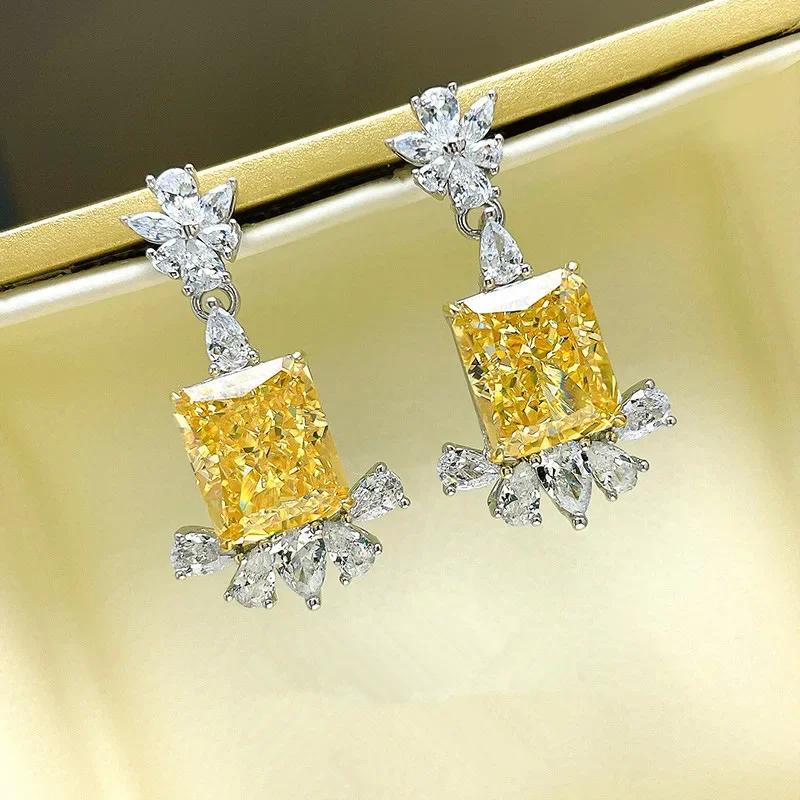 Yellow Zircon, Niche Design, Cool Style, Fresh and Elegant Accessories, High-end Trend, Personalized Fashion Earrings