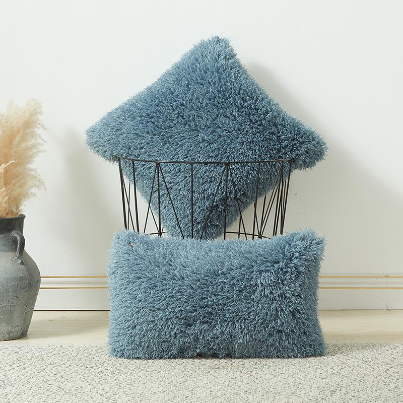 Autumn Winter Solid Color Plush Lamb Wool Straw Velvet Pillow Cover Insert Not Included Lumbar Linen Cushion Cover 3050cm4545cm 1909₽
