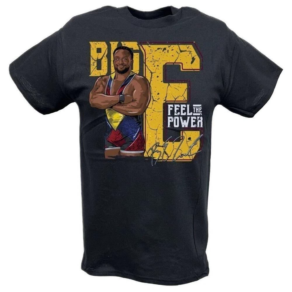 Big E Pose Animated Feel the Power Black Tshirt S