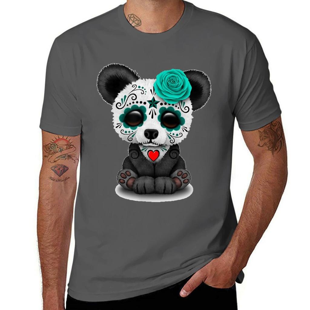 Sugar Skull Panda Day Of The Dead Halloween Cinco De Mayo TShirt Trendy Pattern TShirt for Men