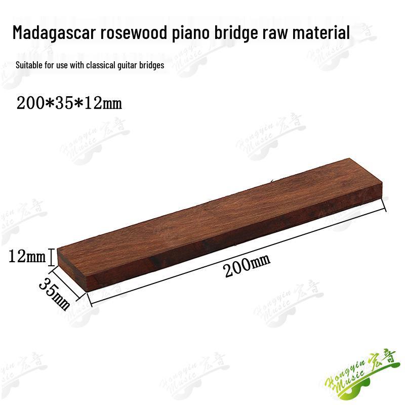 Ebony Rosewood Solid Wood Guitar Bridge Felt - Handmade Lower Drive Square Stock