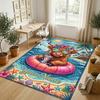Cow Highland Theme Crystal Velvet Rug Personalized Custom Name Text Soft Floor Mat Home Decor