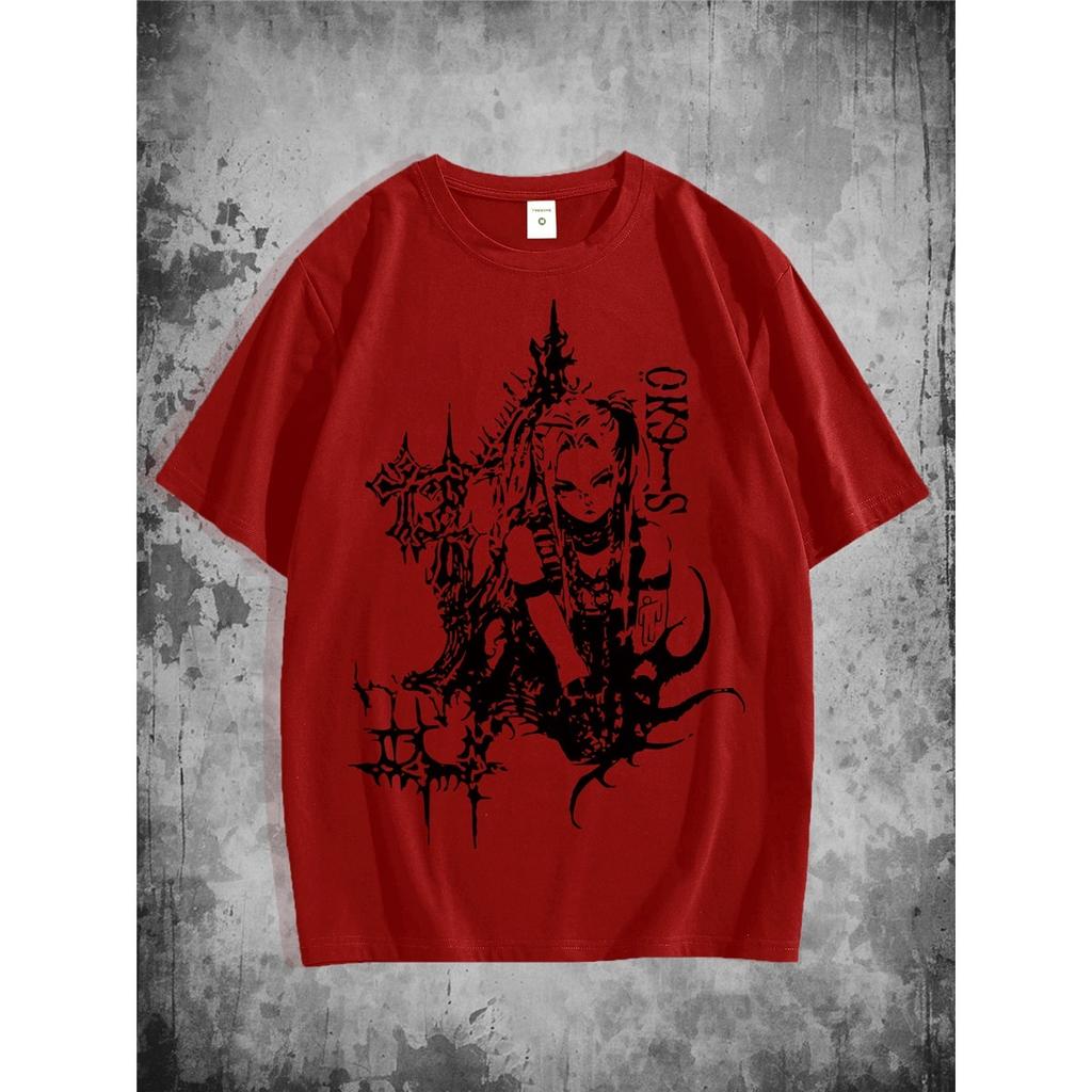Dark Fantasy Map Print Short Sleeve T-Shirt for Men Fabric Casual Tee with Crew Neck Breathable, Slight Stretch Material for Summer Style