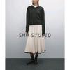 MD Spring/Summer New Arrival Women's French Style Casual Cotton Blend Patchwork Detail Wide Hem Midi Skirt 5290584