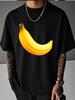 T-shirt Unisex Estiva Bianca a Maniche Corte Stampa Grafica Realistica Frutto Banana Gialla Girocollo Larga Casual da Uomo Abbigliamento Quotidiano da Strada Top