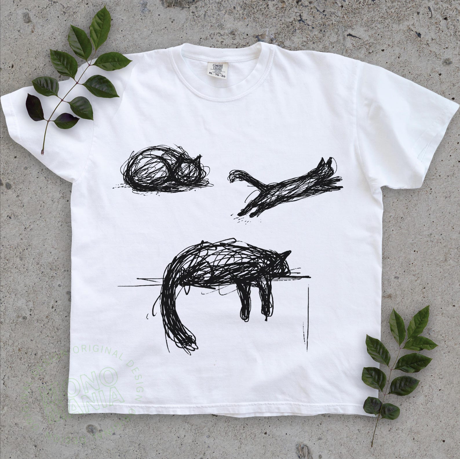 Abstract Cat Line Art Shirt, Minimalist Scribble Cat T-Shirt, Modern Sketch Animal Tee, Artsy Cat Lover Gift, Cute Animal Illustration Tee S