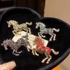 Classic Rhinestone Horse Brooches Year of The Horse Zodiac Animal Lapel Pins Jewelry Casual Metal Badge Pin for Women