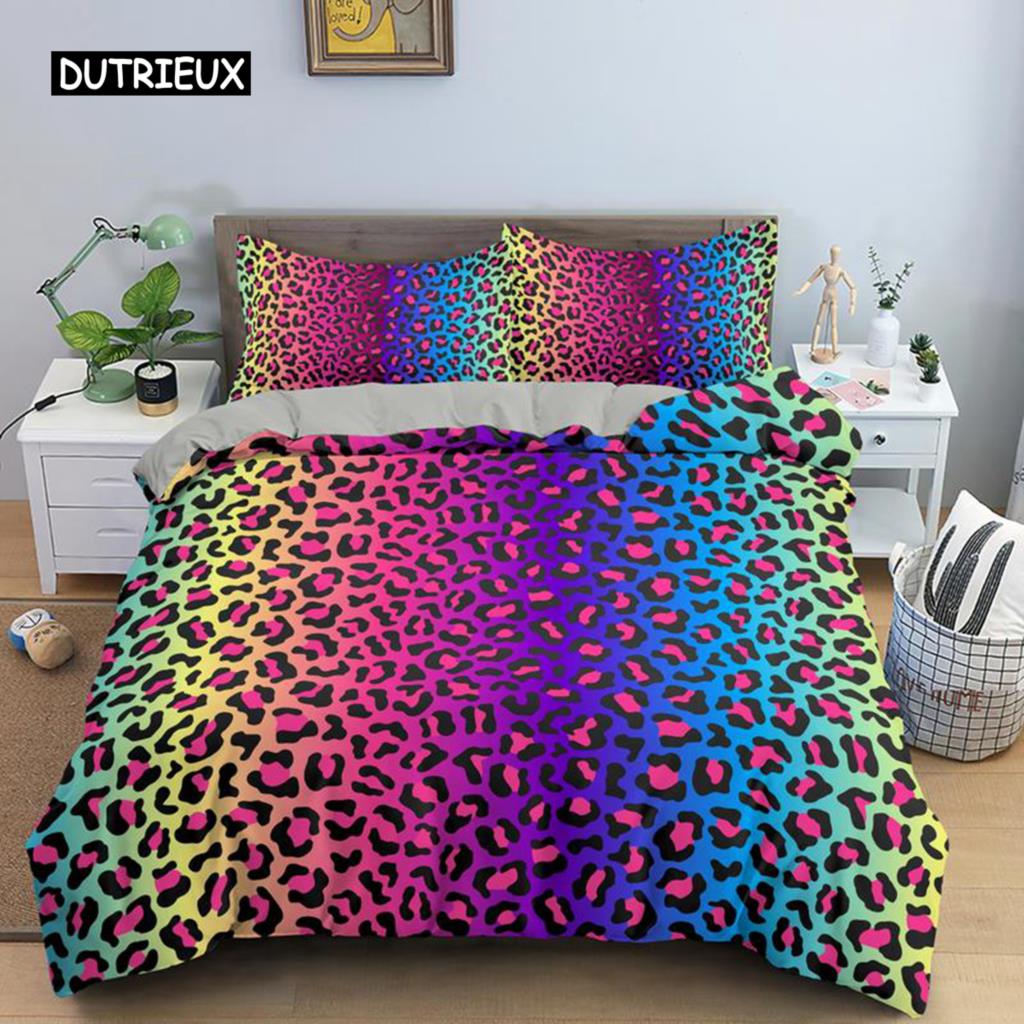 Bedspread Cover Leopard Print Pattern Bed Ensemble Microfiber Print Pattern Bedspread Cover Wild Animals for Kids Teens Men Women Bedroom Decorations