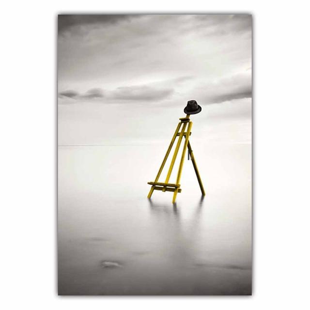 Fashion Retro Art Landscape Canvas Painting Yellow Sailboat Poster Office Wall Painting for Living Room Home Decoration Mural No Frame
