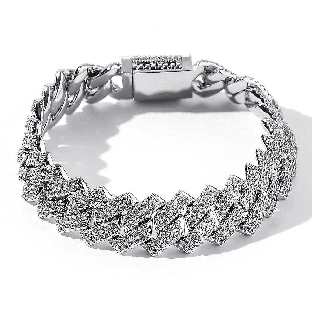 European-American Men's 14mm Zircon Cuban Chain Hip Hop Necklace