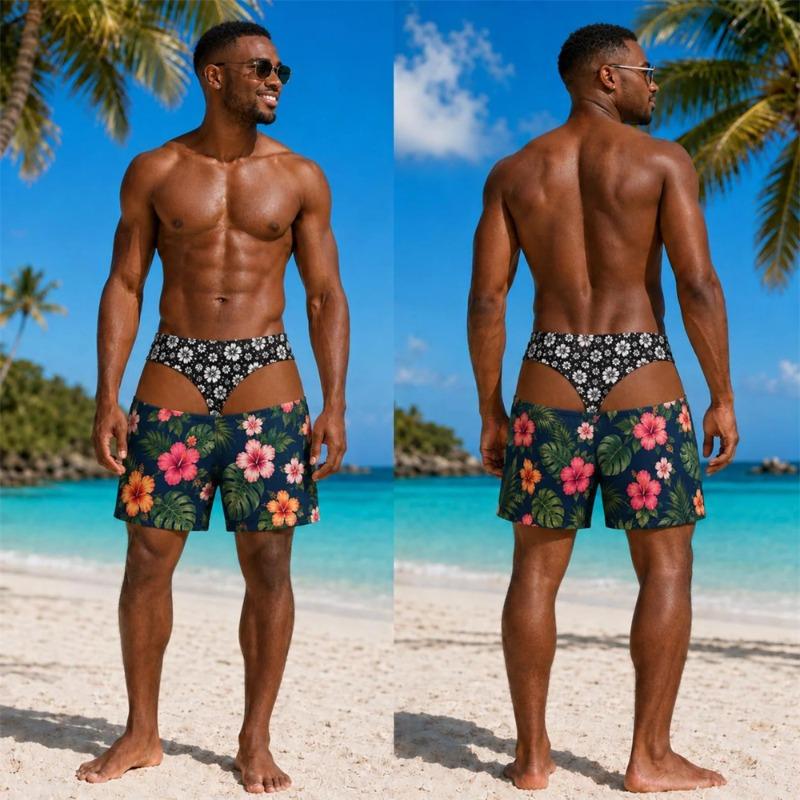 Summer Party Favorite Novelty Men Board Shorts Fake Denim 3D Print Drawstring Shorts For Beach Pool Funny Prank Outfit