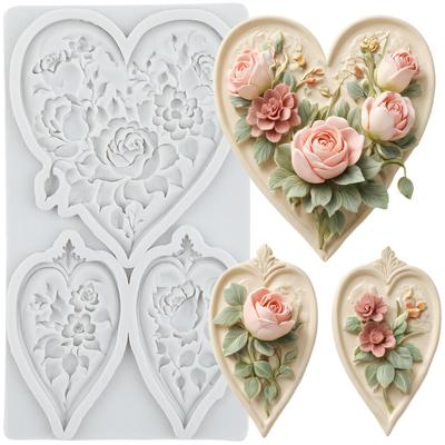 Herz Silikonformen Rosenblume Fondantform Kuchen Dekorationswerkzeuge Cupcake Topper Süßigkeiten Schokolade Gumpaste Form