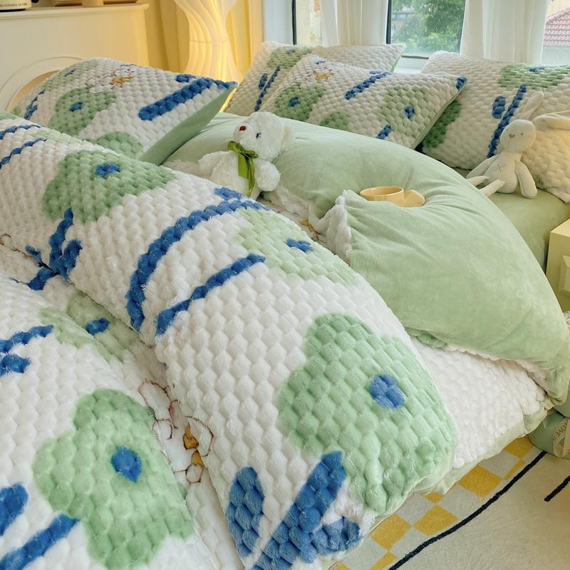 Gray Warm Milk Velvet Duvet Cover Autumn and Winter Thick Comforter Cover Children Adult Bedroom Solid Color Single Duvet Covers