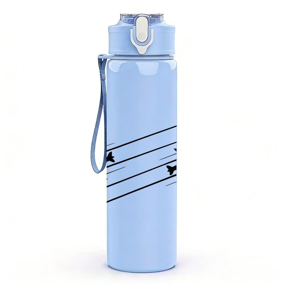 1PC Two Airplane Flying Silhouette Print 750ml Color Plastic Sports Water Bottle Leakproof Flip Straw Lid Suitable for Sports Office Home Use
