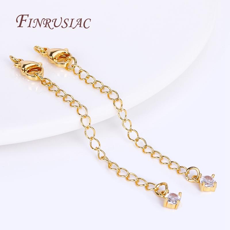 8 Types Full Length 70mm 18K Real Gold Plated Brass Extended Extension Tail Chain with Lobster Clasps, Chain Extender