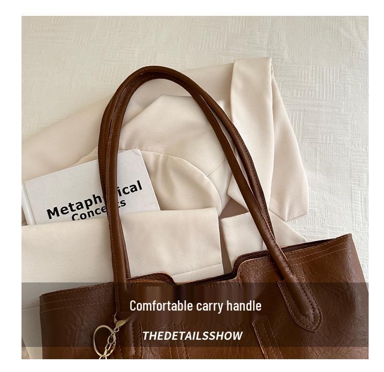 Korean Casual Large Capacity Women's Tote Bag - 2024 Trendy Simple Handbag for Versatile Commutes