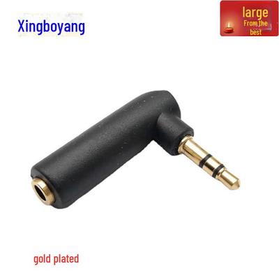 Gold-Plated 90° L-Shaped 3.5mm Male-to-Female Dual Channel Audio Adapter